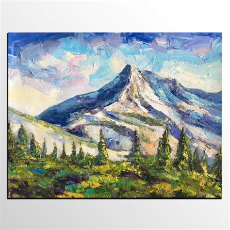 Abstract Art, Abstract Mountain Lake Landscape Painting, Oil Painting, | Mountain landscape ...