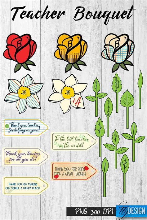 Teacher Bouquet PNG | Printable Flowers for Teachers Gift