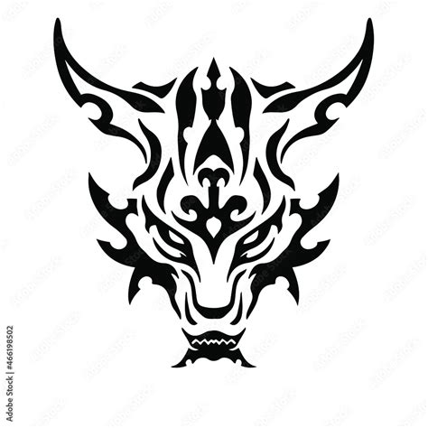 Black Tribal Dragon Head Logo on White Background. Tattoo Design ...