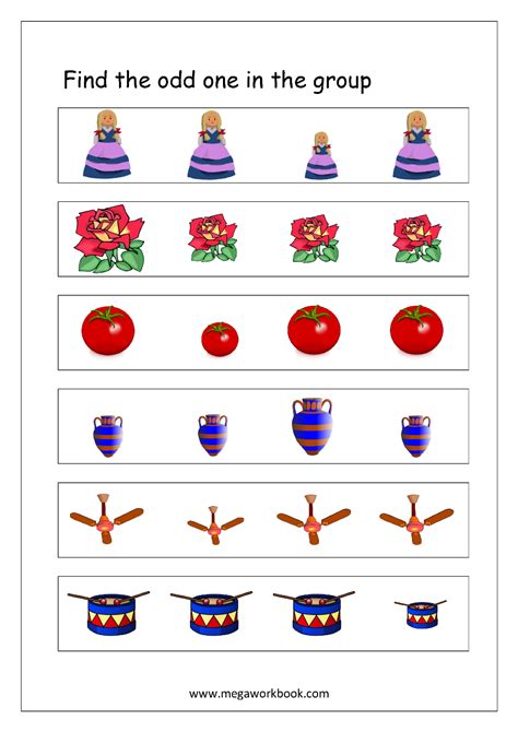 Free Printable Odd One Out Worksheets - Logical Thinking & Aptitude Worksheets For Kindergarten ...