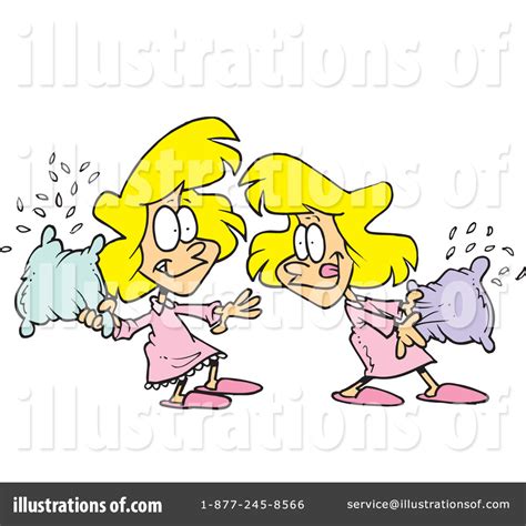 Pillow Fight Clipart #1046328 - Illustration by toonaday