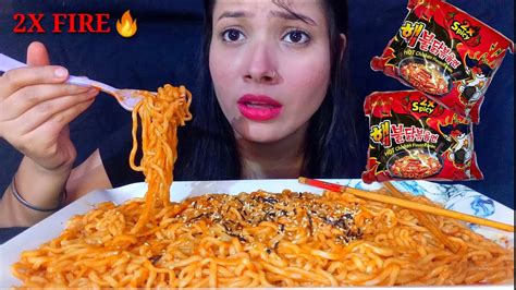 2X SPICY SAMYANG FIRE NOODLES CHALLENGE | Extremely Spicy Noodles | SPICY FOOD CHALLENGE - YouTube