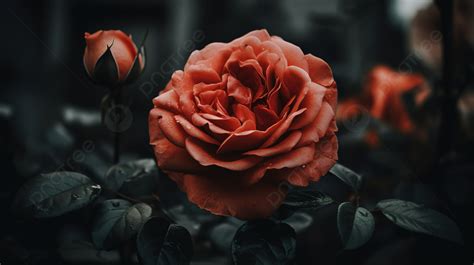 Image Of Orange Rose In Dark Background, Aesthetic Rose Pictures, Aesthetic, Rose Flower ...