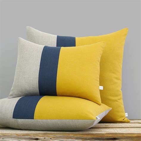 Colorblock Pillow - Mustard, Navy and Natural by Jillian Rene Decor | Colorblock pillow ...