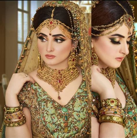 Pakistani Bride Hairstyle, Saris, Middle Eastern Makeup, Bridal Jewelry ...