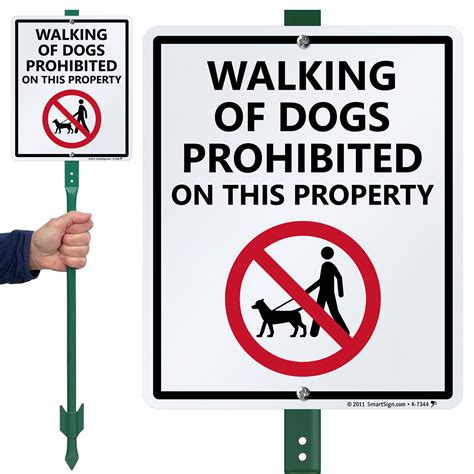 Walking of Dogs Prohibited on This Property Sign & Stake Kit, SKU: K-7344