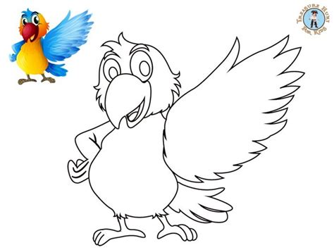 Parrot Coloring Page - Free Printables - Treasure hunt 4 Kids