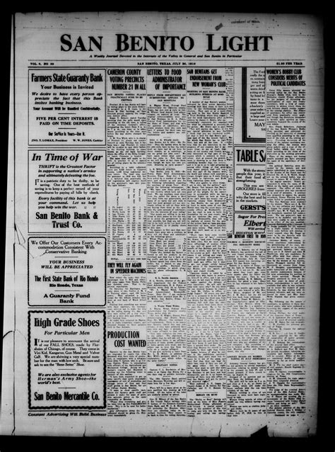 San Benito Light (San Benito, Tex.), Vol. 9, No. 39, Ed. 1 Friday, July 26, 1918 - The Portal to ...