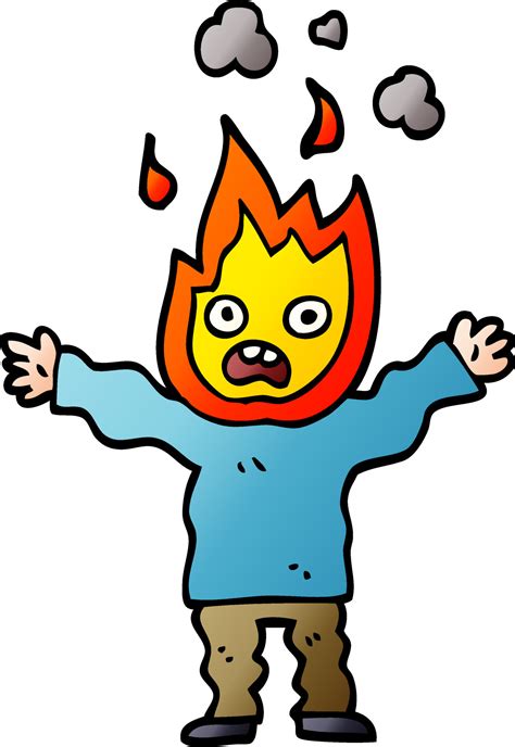 cartoon doodle man with head on fire 9871189 Vector Art at Vecteezy