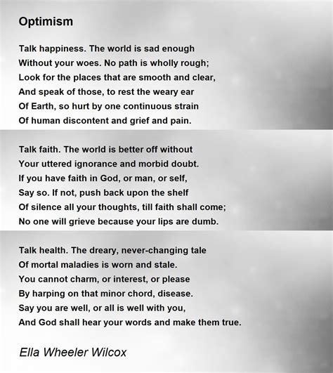 Optimism Poem by Ella Wheeler Wilcox - Poem Hunter