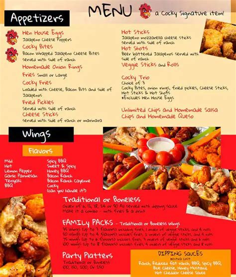 Cocky's Wing Bar Menu, Menu for Cocky's Wing Bar, Burleson, Burleson ...