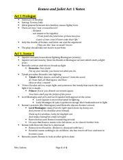 Act 1-Summary Notes.pdf - Romeo and Juliet Act 1 Notes Act 1 Prologue Summary of the play ...