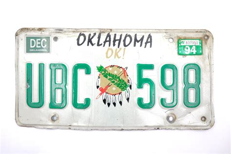 Oklahoma License Plate Number UBC 598 Oklahoma by AmericanAntique