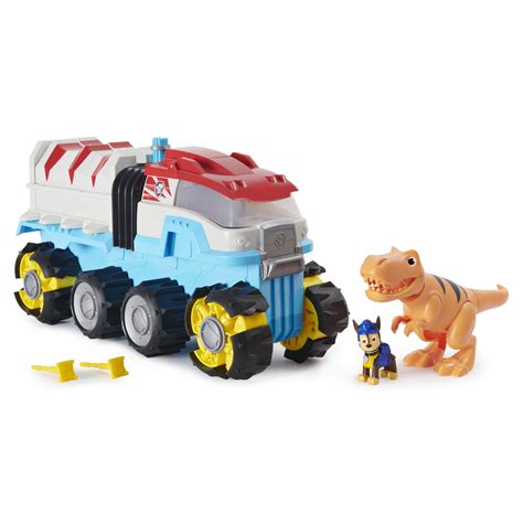 PAW Patrol, Dino Rescue Dino Patroller Motorized Team Vehicle with Exclusive Chase and T. Rex ...