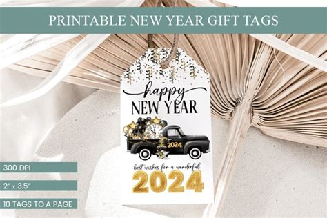 Happy New Year 2024 Printable Gnome Gift Tags