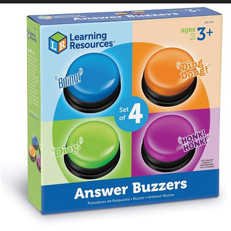 Learning Resources Answer Buzzers - Set of 4, Ages 3+, Assorted Colored ...