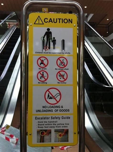 Safety Signage on escalator | Signage, Escalator, Safety guide