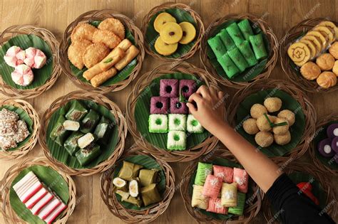 Premium Photo | Various Colorful Jajan Pasar Traditional Indonesian Snack