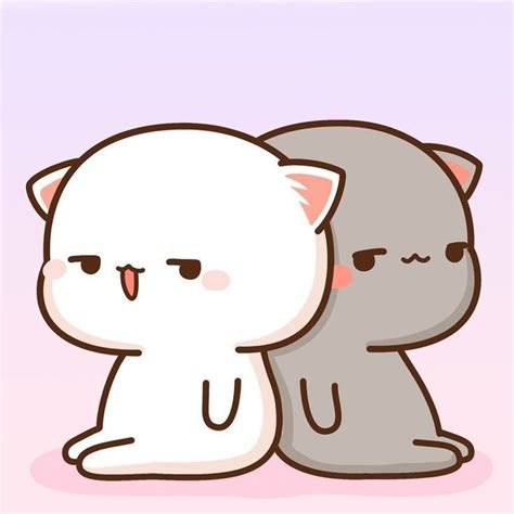 two cats sitting next to each other on a pink background