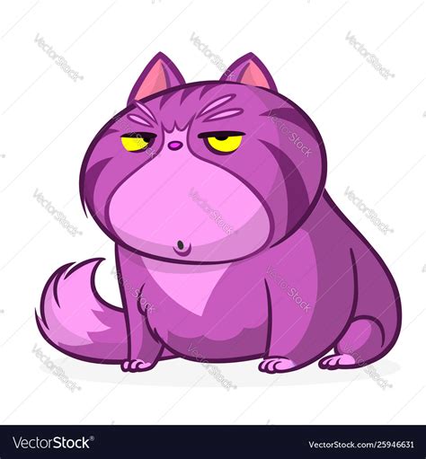 Cartoon pretty purple fat cat Royalty Free Vector Image