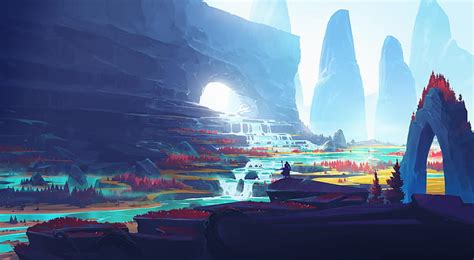 HD wallpaper: digital art, warrior, landscape, mountains, Duelyst ...