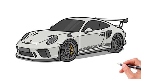 How to draw a PORSCHE 911 GT3 RS 2018 / drawing porsche 911 991 2019 sports car - YouTube