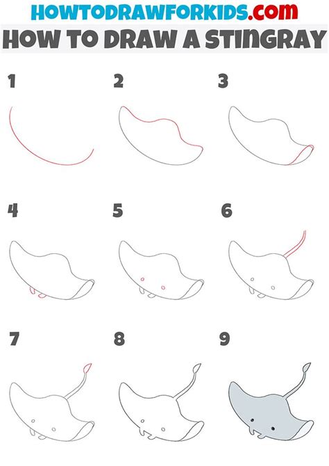 how to draw a stingray step by step | Easy drawings for beginners, Easy drawings, Sea animals ...