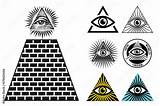 All Seeing Eye Icons Set Pyramid Illuminati Symbol Stock Vector  sketch template