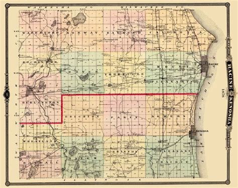 Old County Maps - RACINE & KENOSHA COUNTY WISCONSIN (WI) LANDOWNER MAP 1878 | County map ...