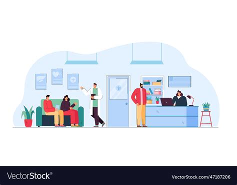 People sitting in waiting room of medical clinic Vector Image