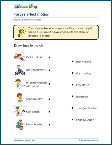 Force and Motion Worksheets | K5 Learning