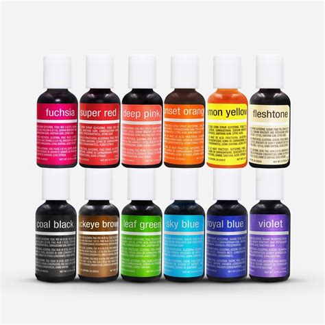 12 Color Set Chefmaster Liqua-Gel Food Coloring 20ml - 3/4 Oz. | Never ...