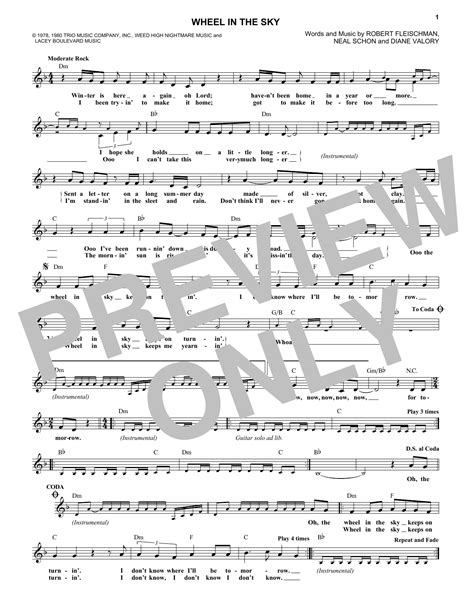 Journey - Wheel In The Sky sheet music