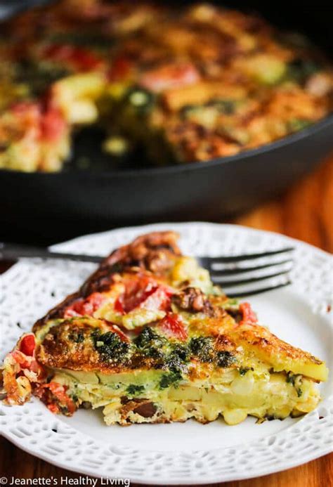 Tomato Corn Potato Sausage Pesto Frittata Recipe - Jeanette's Healthy ...