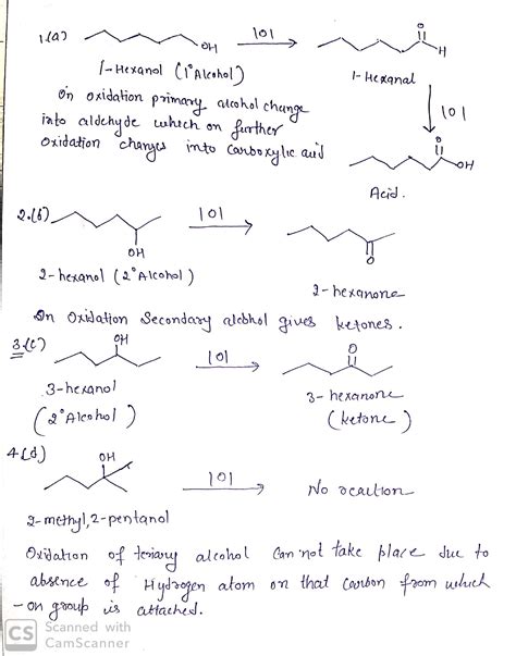 [Solved] An oxidation reaction is done on a)1-hexanol, b) 2-hexanol, c)... | Course Hero