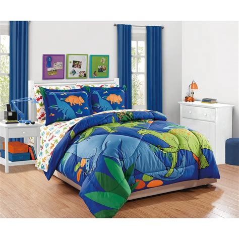 Fancy Linen 5pc Boys Twin Comforter Set Dinosaurs Blue Green Orange New ...