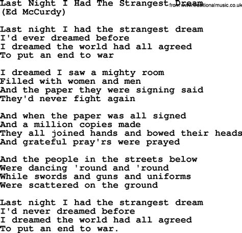 Last Night I Had The Strangest Dream, by The Byrds - lyrics with pdf