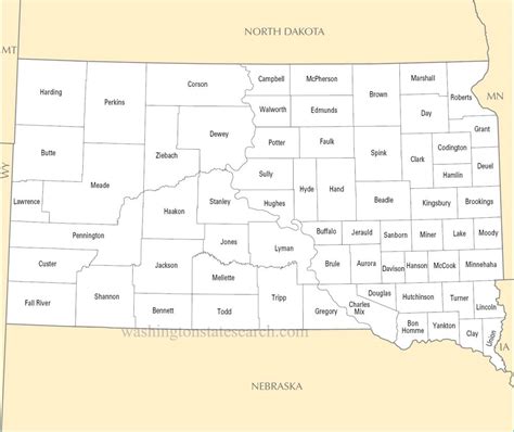 Sd Map Showing Counties