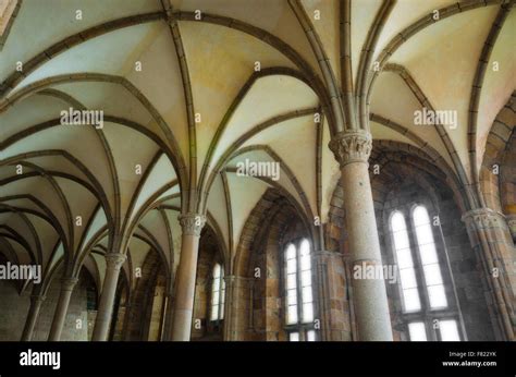 Abbey interior, Mont Saint-Michel monastery, Normandy, France Stock Photo - Alamy