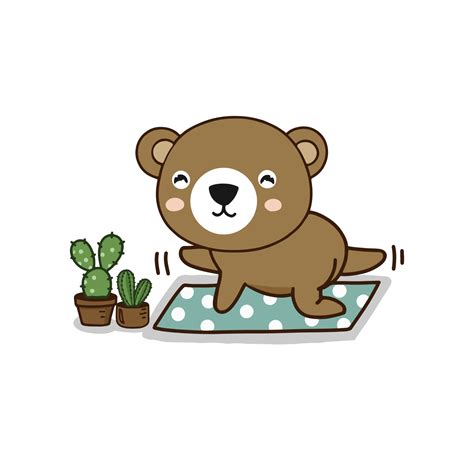 Cute Bear meditating with yoga.Cute cartoon character. 3441588 Vector ...