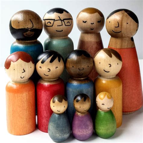 Peg Doll Family Wooden Toys Bright Rainbow Colours Doll - Etsy Canada ...