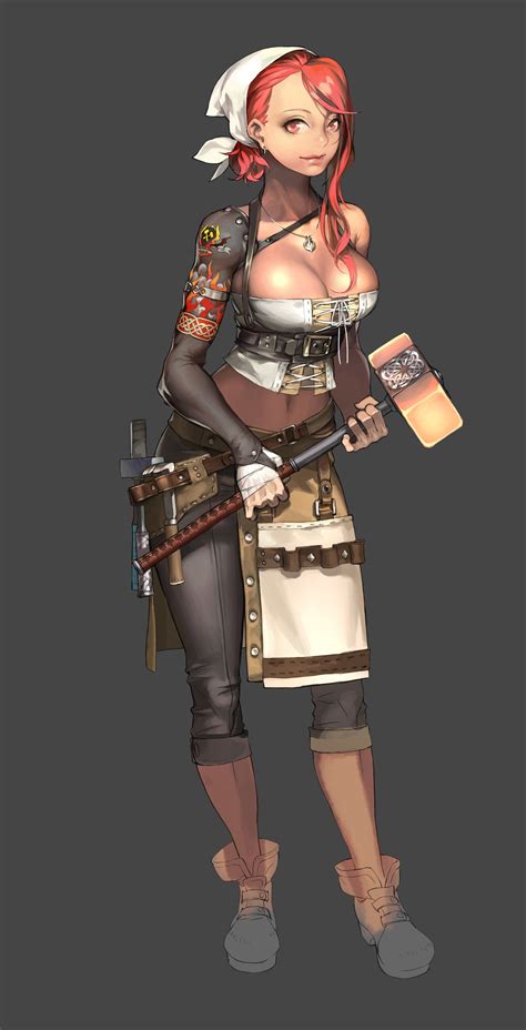 Blacksmith, Jin Woo Park | Character design, Female character design, Character portraits