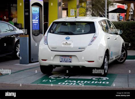 Nissan Leaf EV at a charging station provided by the San Francisco ...