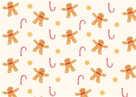 Cute Christmas Tiled Background With Gingerbread Man Stars, Desktop ...