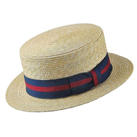 Hats - Jaxon Straw Boater Hat Striped Band (natural)