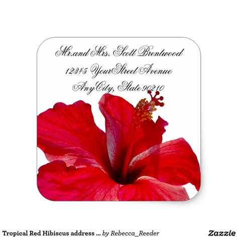 Tropical Red Hibiscus address labels Wedding Invitation Sets, Party Invitations, Wedding ...