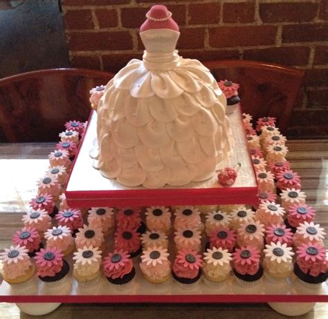 Bridal Shower Wedding Dress Cake With Cupcakes - CakeCentral.com