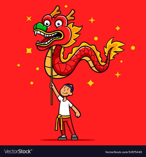 Dragon dance cartoon character Royalty Free Vector Image