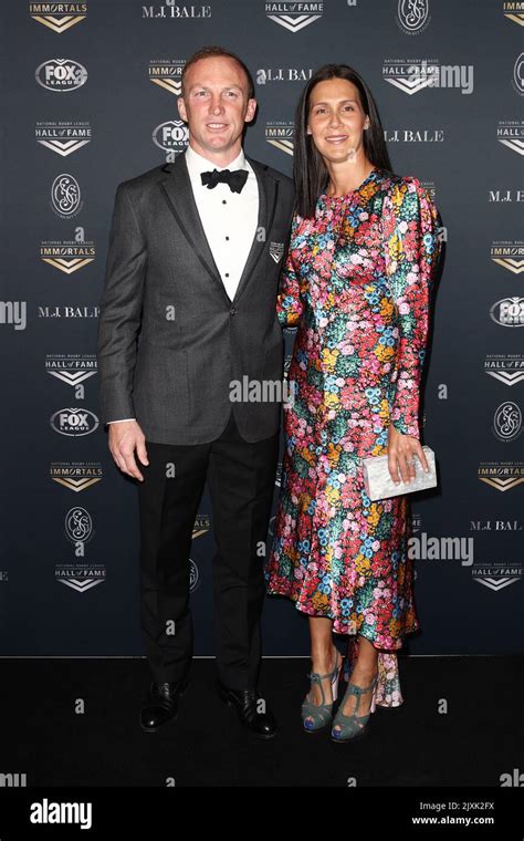 Former Brisbane Broncos player Darren Lockyer and his wife Loren Lockyer pose for a photograph ...