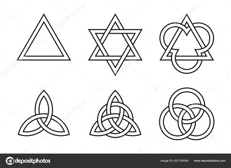 Six Trinity Symbols Ancient Christian Symbols Formed Interlaced Triangles Celtic Stock Vector by ...